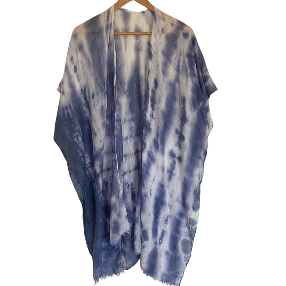 Jack & Missy‎ Wrap Komono Womens Size OS Blue White Tie Dye Flowy
